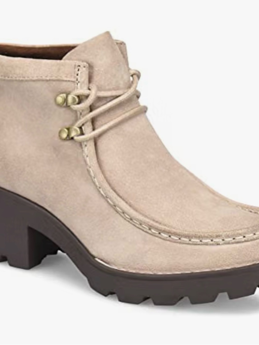 Born Griffin Suede Chukka Women's Taupe Lug Sole Ankle Boot, sz 9, taupe